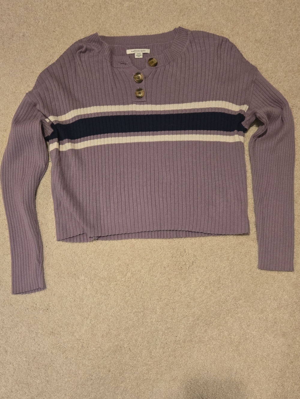 American Eagle Women's Small Lavender Lightweight Crop Sweater